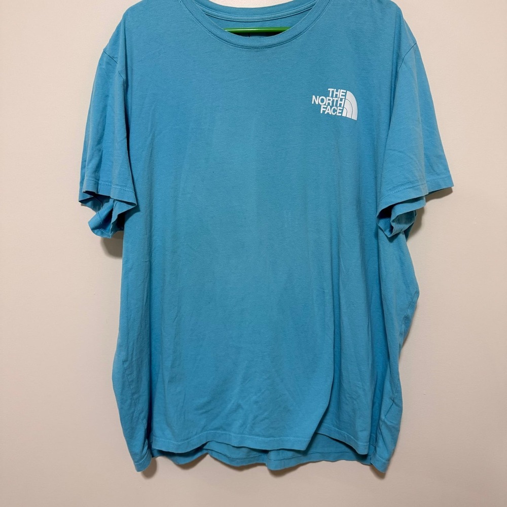 The North Face Mens XXL Blue Graphic T-Shirt Never Stop Exploring Box Logo Tee
